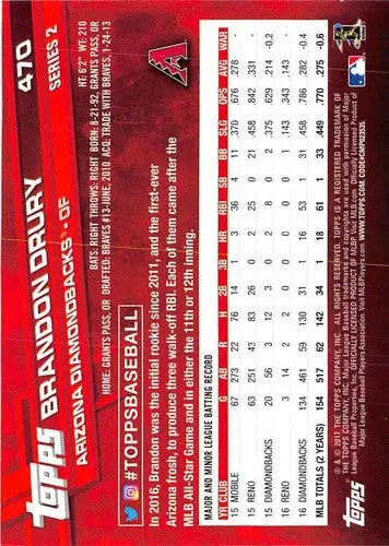2017 Topps #470 Brandon Drury NM-MT Diamondbacks - Baseball Card Single