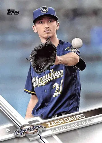 Original gloss Zach Davies baseball card 2017 Topps NM-MT Brewers ID 6497