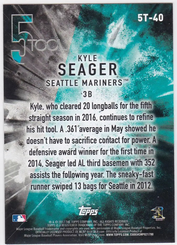 Baseball trading card of Kyle Seager, Seattle Mariners 2017 Topps 5 Tool #5T-40