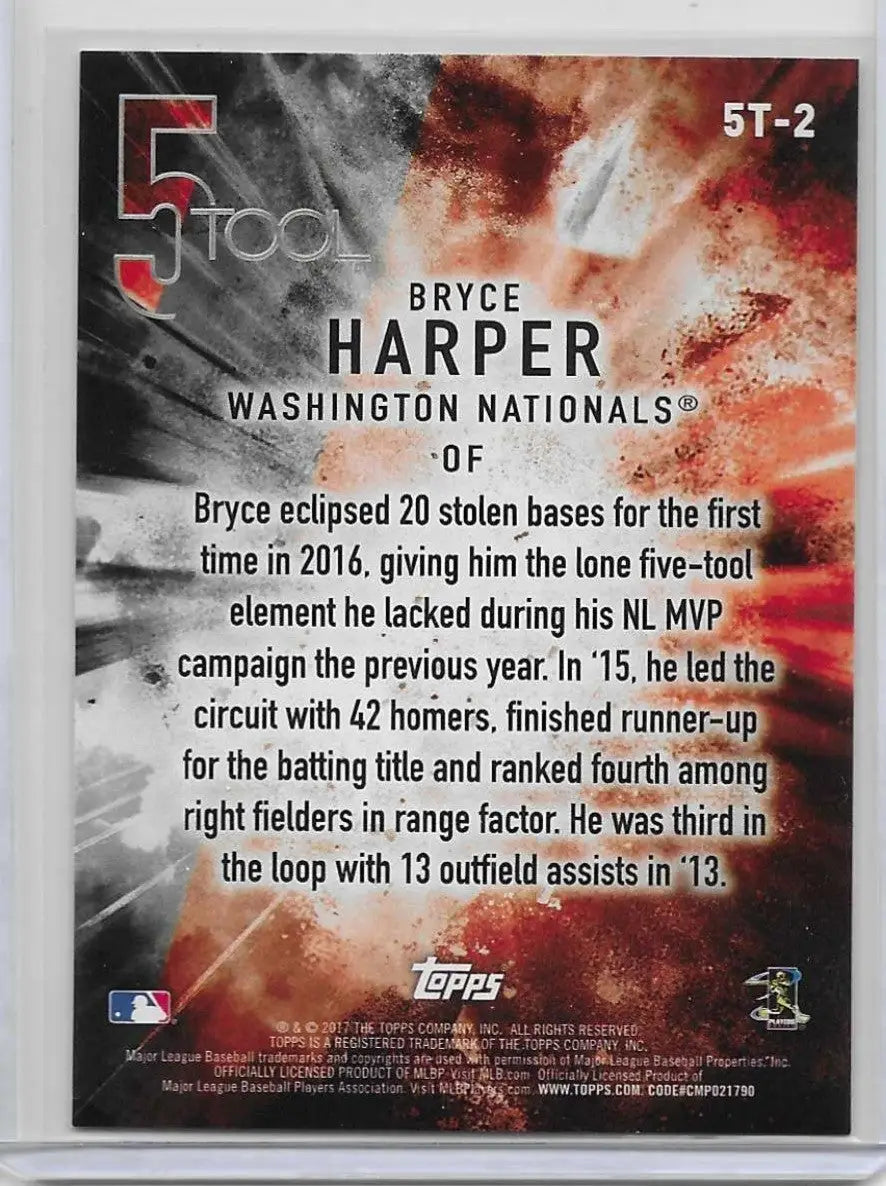 2017 Topps 5 Tool Baseball Bryce Harper Washington Nationals #5T-2 (1389)