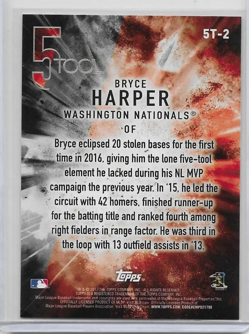 2017 Topps 5 Tool Baseball Bryce Harper Washington Nationals #5T-2 (1389)