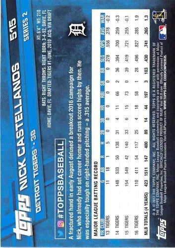 2017 Topps #515 Nick Castellanos NM-MT Tigers - Baseball Card Single