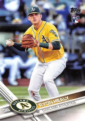 Ryron Healy rookie Athletics baseball card with original gloss from 2017 Topps