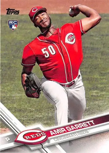 2017 Topps Amir Garrett Baseball Card with Original Gloss Featuring Reds Rookie