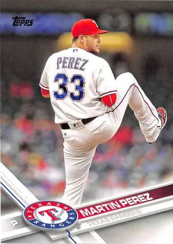 Original gloss baseball card of Martin Perez NM-MT from 2017 Topps #545 Rangers