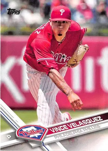 Original gloss Vince Velasquez NM-MT baseball card from 2017 Topps #547 Phillies