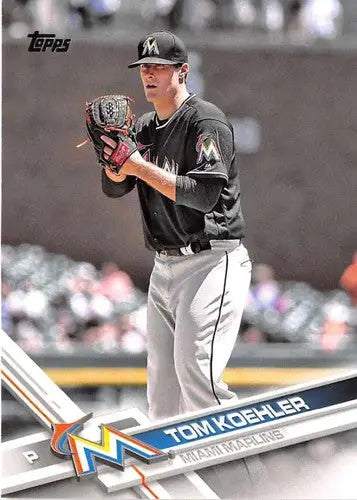 Original gloss baseball card of Tom Koehler NM-MT from 2017 Topps Marlins collection