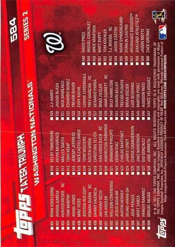 Baseball card checklist for 2017 Topps Tater Triumph with original gloss featuring Simply Sandoval