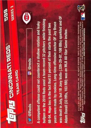 Original gloss Cincinnati Reds baseball card featuring Simply Sandoval from 2017 Topps #599