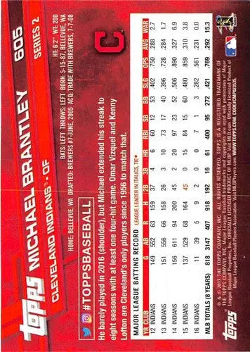 2017 Topps #605 Michael Brantley NM-MT Indians ID:5443 - Baseball Card Single