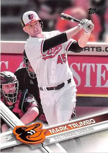 Original gloss Baseball card featuring Mark Trumbo from 2017 Topps #616 Orioles