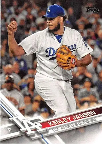 Original gloss 2017 Topps Kenley Jansen baseball card featuring Dodgers player Simply Sandoval