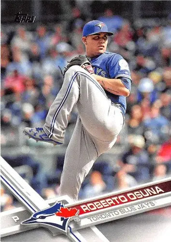 Baseball card of Roberto Osuna Blue Jays with original gloss from 2017 Topps #626