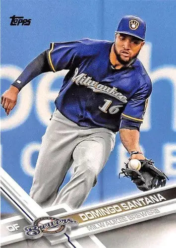 2017 Topps Domingo Santana baseball card, original gloss, sports cards collectors item