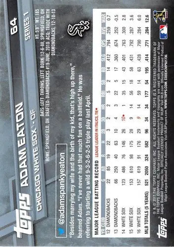 Adam Eaton baseball card with original gloss from 2017 Topps NM-MT White Sox