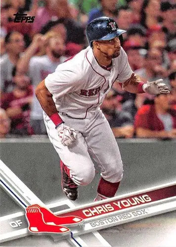 2017 Topps Chris Young baseball card with original gloss featuring Simply Sandoval Red Sox