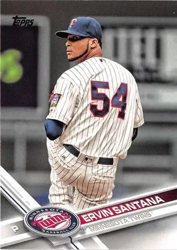 Original gloss Ervin Santana baseball card from 2017 Topps #678 Twins collection