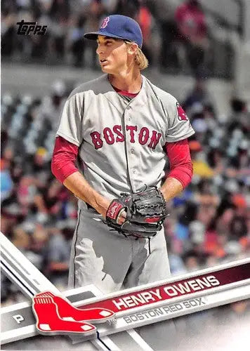 Original gloss Henry Owens baseball card from 2017 Topps featuring Red Sox player