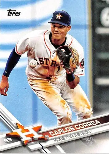 Original gloss Carlos Correa baseball card from 2017 Topps #75 Astros ID 23020