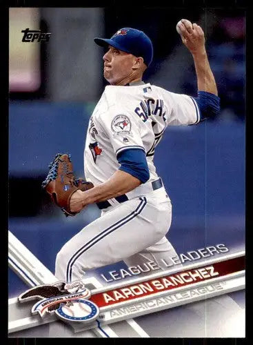 Original gloss baseball card featuring Aaron Sanchez from 2017 Topps Blue Jays