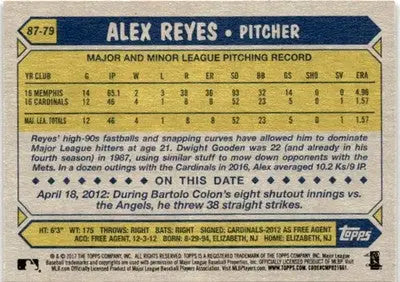 2017 Topps #87-79 Alex Reyes 1987 Topps Baseball 30th Anniversary - Baseball Card Single