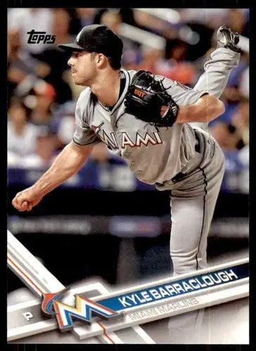 Original gloss baseball card of Kyle Barraclough from 2017 Topps Marlins series