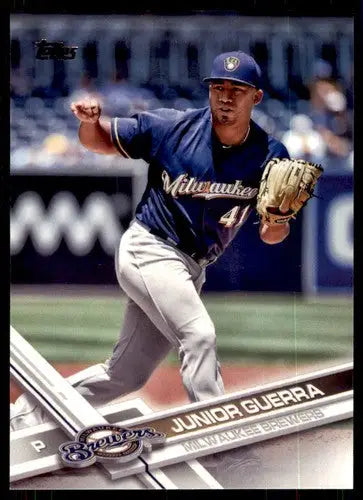 Junior Guerra baseball card with original gloss from 2017 Topps NM-MT Brewers