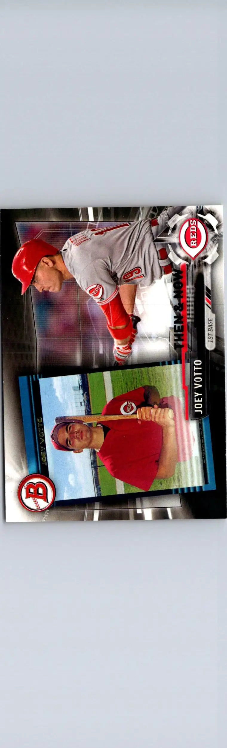 Baseball trading card of Joey Votto from 2017 Topps Bowman Then & Now series