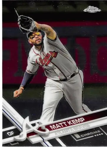 2017 Topps Chrome #127 Matt Kemp Braves baseball card with original gloss finish