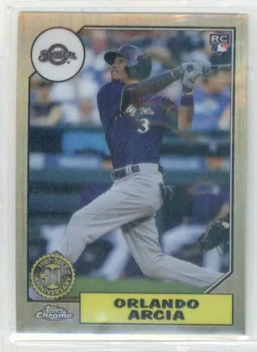 Orlando Arcia baseball card from 2017 Topps Chrome 1987 Topps series with original gloss