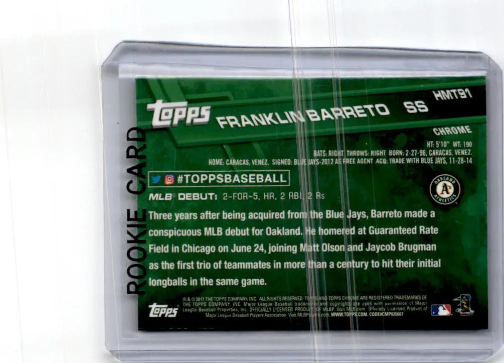 2017 Topps Chrome Update #HMT91 Franklin Barreto - Baseball Card Single