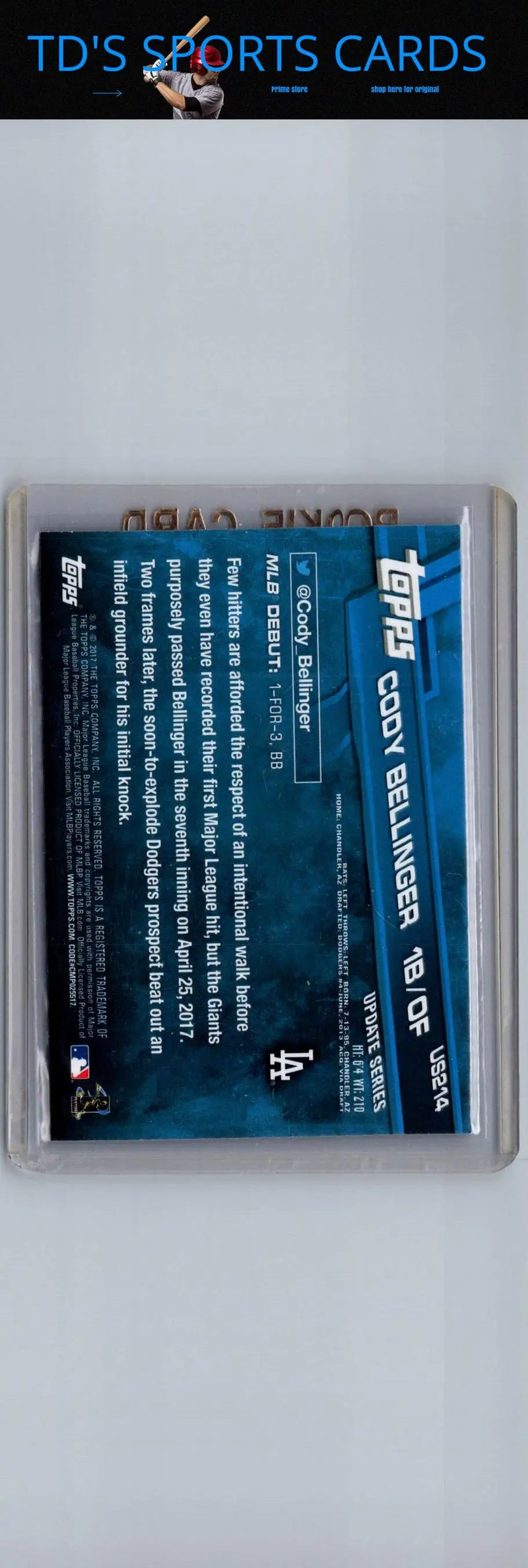 Cody Bellinger baseball card from Topps Chrome Update HMT99 featuring Cody Bellinger