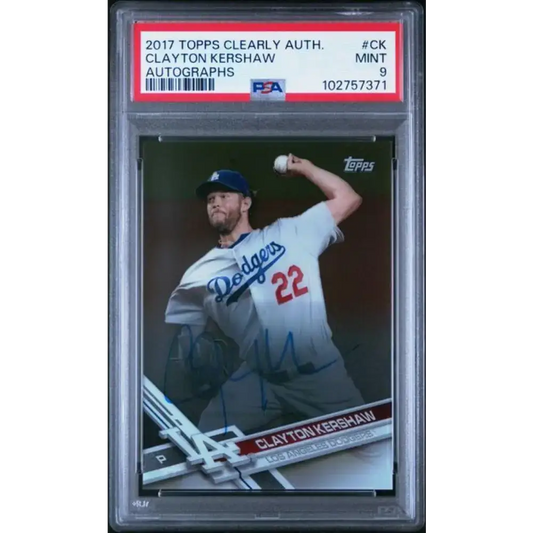 2017 Topps Clearly Authentic #CAAU-CK Clayton Kershaw PSA 9 MINT Auto Los Angeles Dodgers Baseball Card - Baseball Card