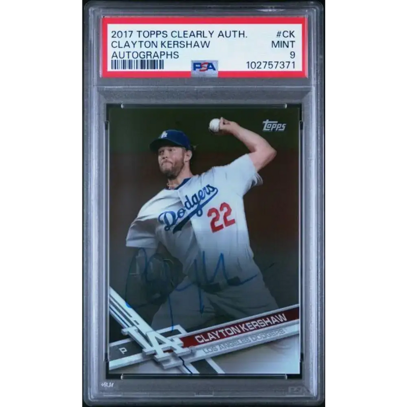 2017 Topps Clearly Authentic #CAAU-CK Clayton Kershaw PSA 9 MINT Auto Los Angeles Dodgers Baseball Card - Baseball Card