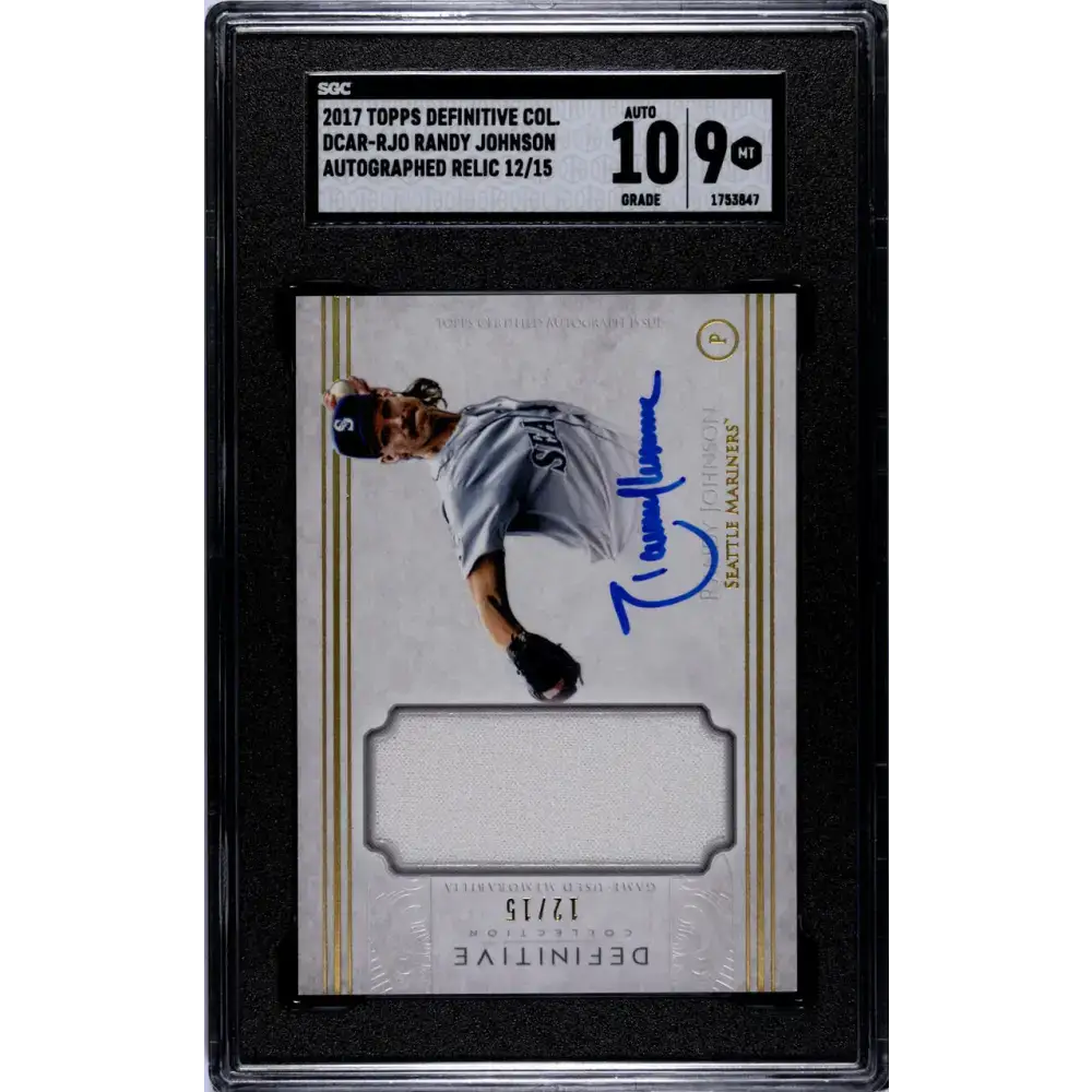 2017 Topps Definitive Relic #DCAR-RJO Randy Johnson SGC 9 MINT MEM Auto 12/15 Seattle Mariners Baseball Card - Baseball