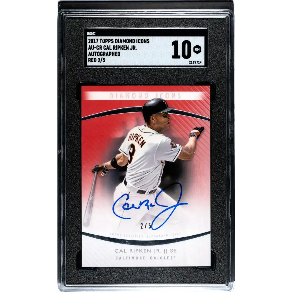 2017 Topps Diamond Icons #AU-CR Cal Ripken Jr. SGC 10 Gem Auto 2/5 Baltimore Orioles Baseball Card - Baseball Card