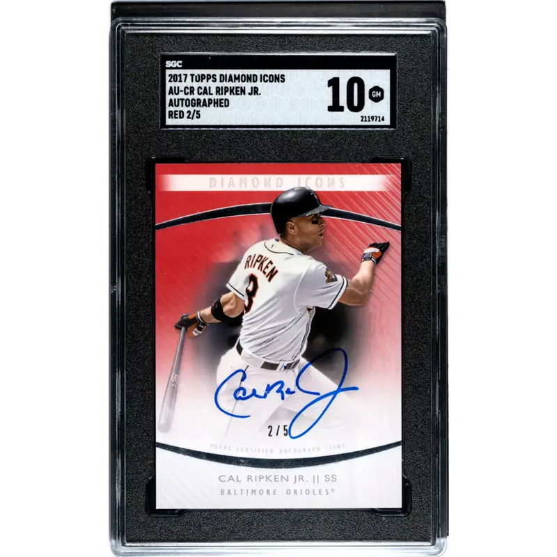 2017 Topps Diamond Icons #AU-CR Cal Ripken Jr. SGC 10 Gem Auto 2/5 Baltimore Orioles Baseball Card - Baseball Card