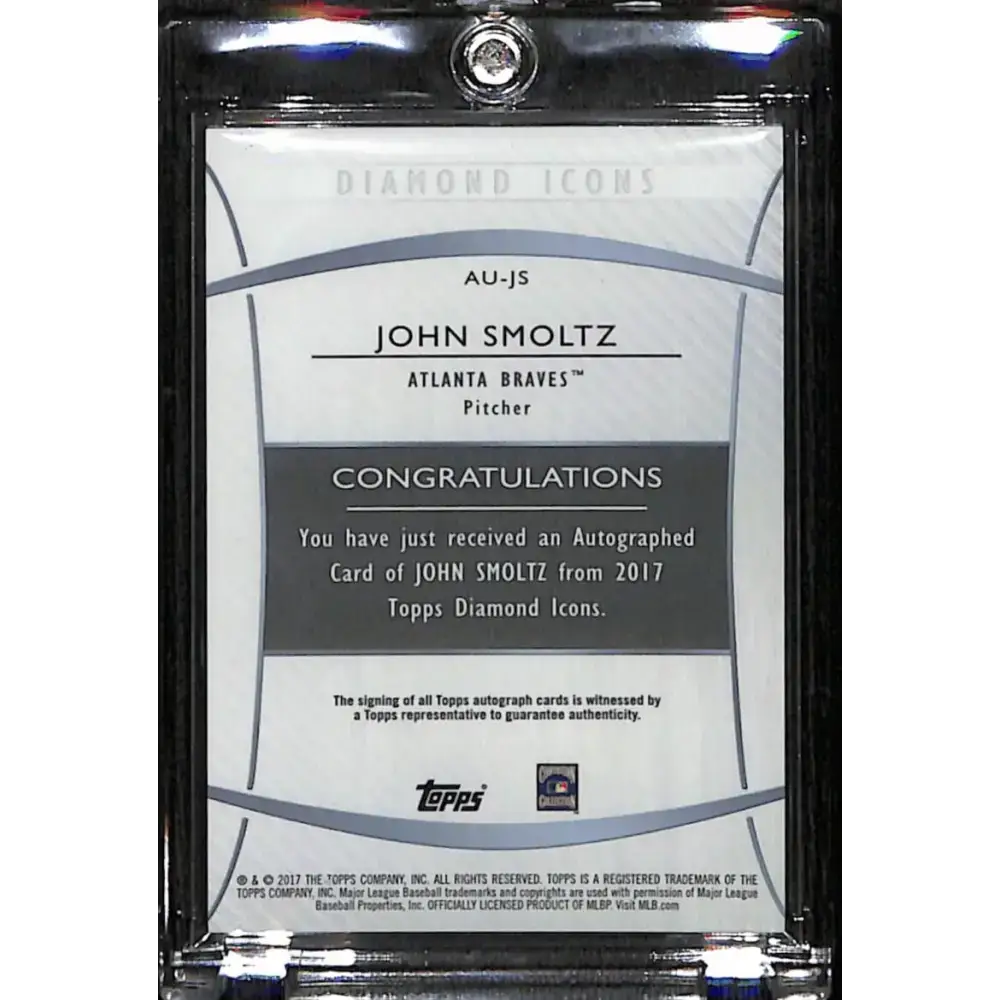 2017 Topps Diamond Icons #AU-JS John Smoltz NM-MT Auto 23/25 Atlanta Braves Baseball Card - Baseball Card Single