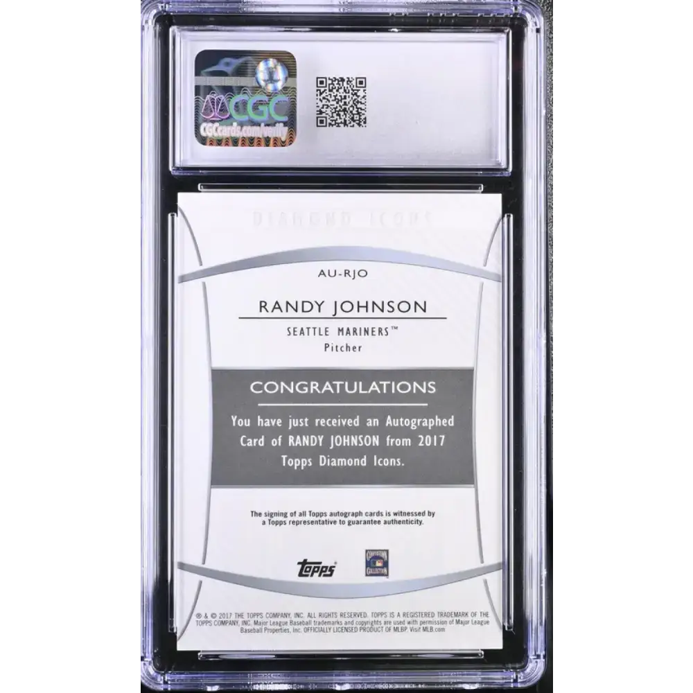 2017 Topps Diamond Icons Purple #AURJO Randy Johnson CGC 10 Gem Auto 7/10 Seattle Mariners Baseball Card - Baseball