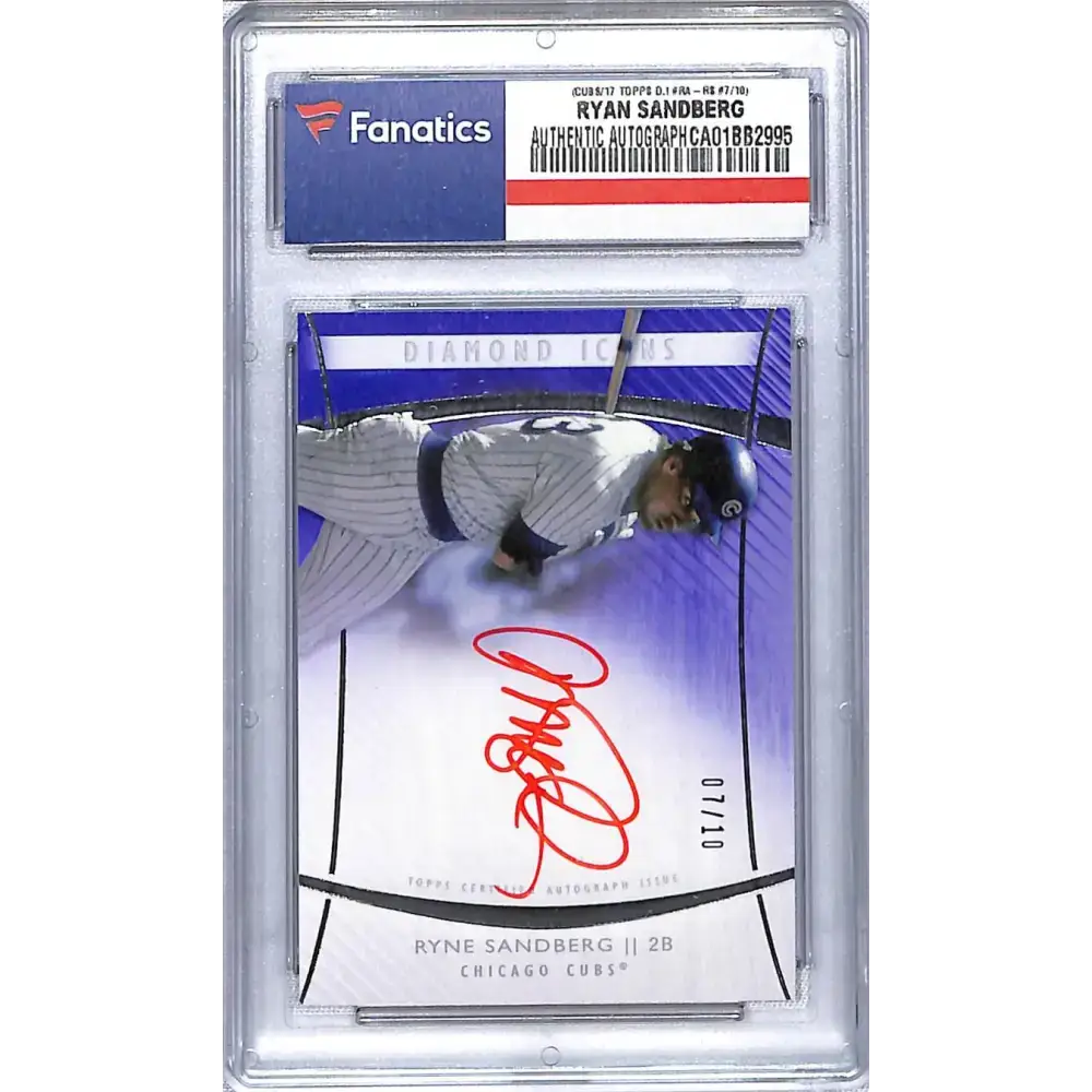 2017 Topps Diamond Icons Red Ink Signatures Purple #RA-RS Ryne Sandberg NM-MT Auto 07/10 Chicago Cubs Baseball Card