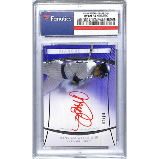 2017 Topps Diamond Icons Red Ink Signatures Purple #RA-RS Ryne Sandberg NM-MT Auto 07/10 Chicago Cubs Baseball Card