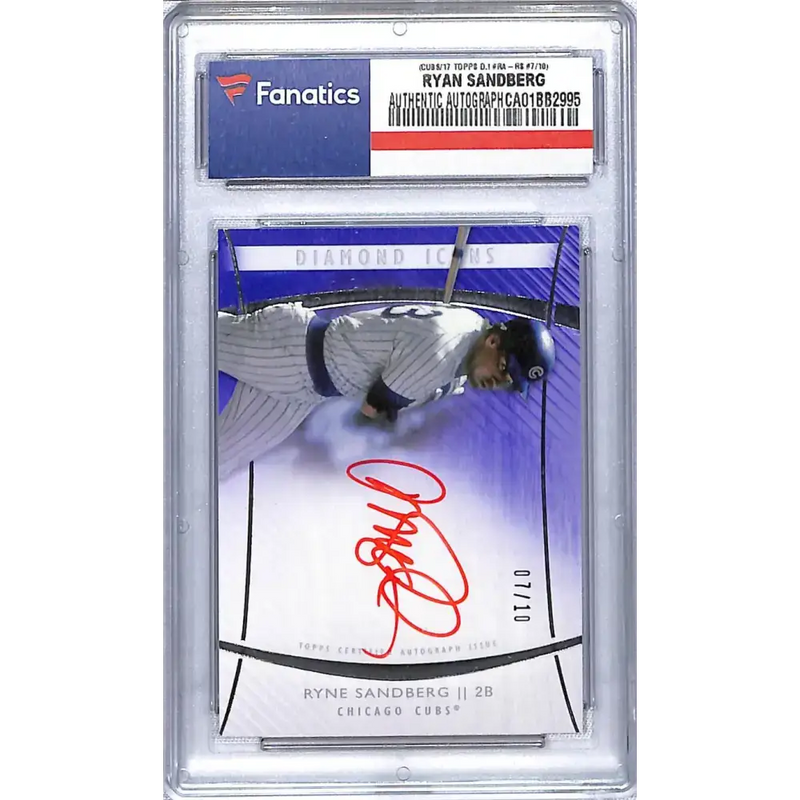 2017 Topps Diamond Icons Red Ink Signatures Purple #RA-RS Ryne Sandberg NM-MT Auto 07/10 Chicago Cubs Baseball Card