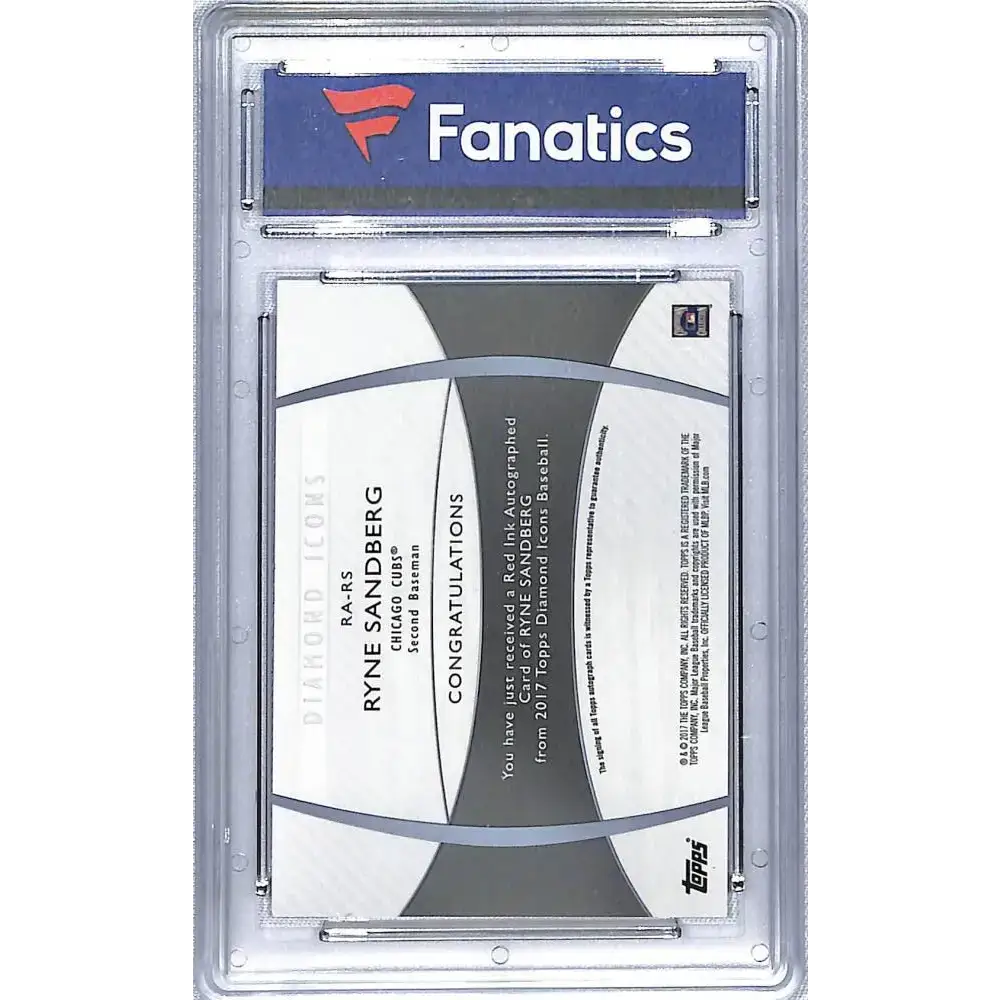 2017 Topps Diamond Icons Red Ink Signatures Purple #RA-RS Ryne Sandberg NM-MT Auto 07/10 Chicago Cubs Baseball Card