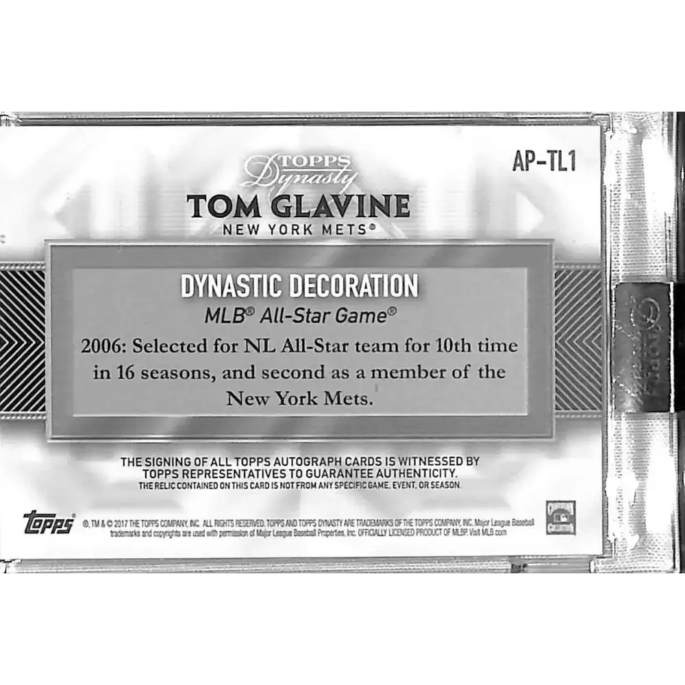 2017 Topps Dynasty Dynastic Decoration #AP-TL1 Tom Glavine NM-MT MEM Auto 10/10 New York Mets - Baseball Card Single