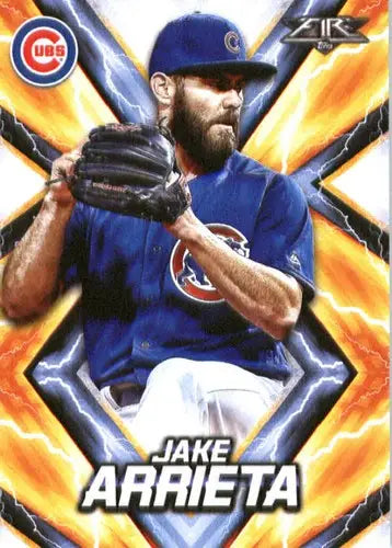Jake Arrieta baseball card with original gloss, NM-MT condition from 2017 Topps Fire