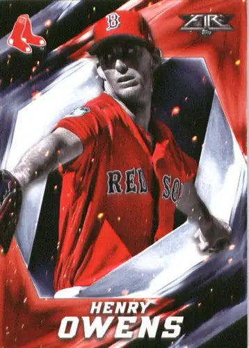 Original gloss baseball card featuring Henry Owens of the Red Sox from 2017 Topps Fire