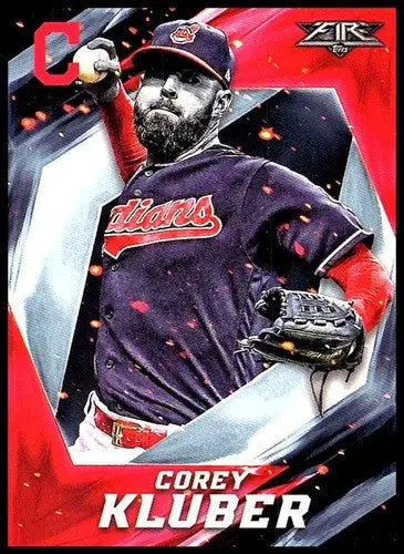 2017 Topps Fire Corey Kluber baseball card with original gloss, NM-MT Indians
