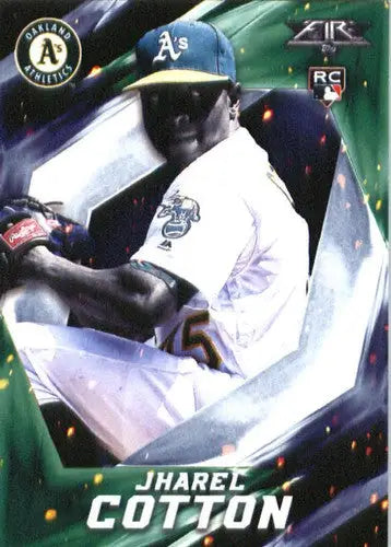 Jharell Cotton rookie Athletics baseball card with original gloss from 2017 Topps Fire