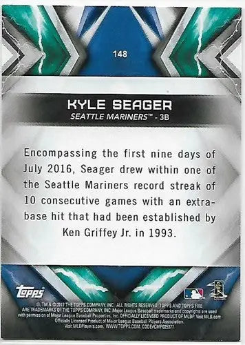 2017 Topps Fire Blue Chip #148 Kyle Seager NM-MT Mariners - Baseball Card Single