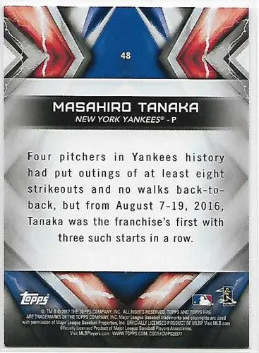 2017 Topps Fire Flame #48 Masahiro Tanaka NM-MT Yankees - Baseball Card Single